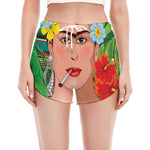 Frida Kahlo Serape Print Women's Split Running Shorts