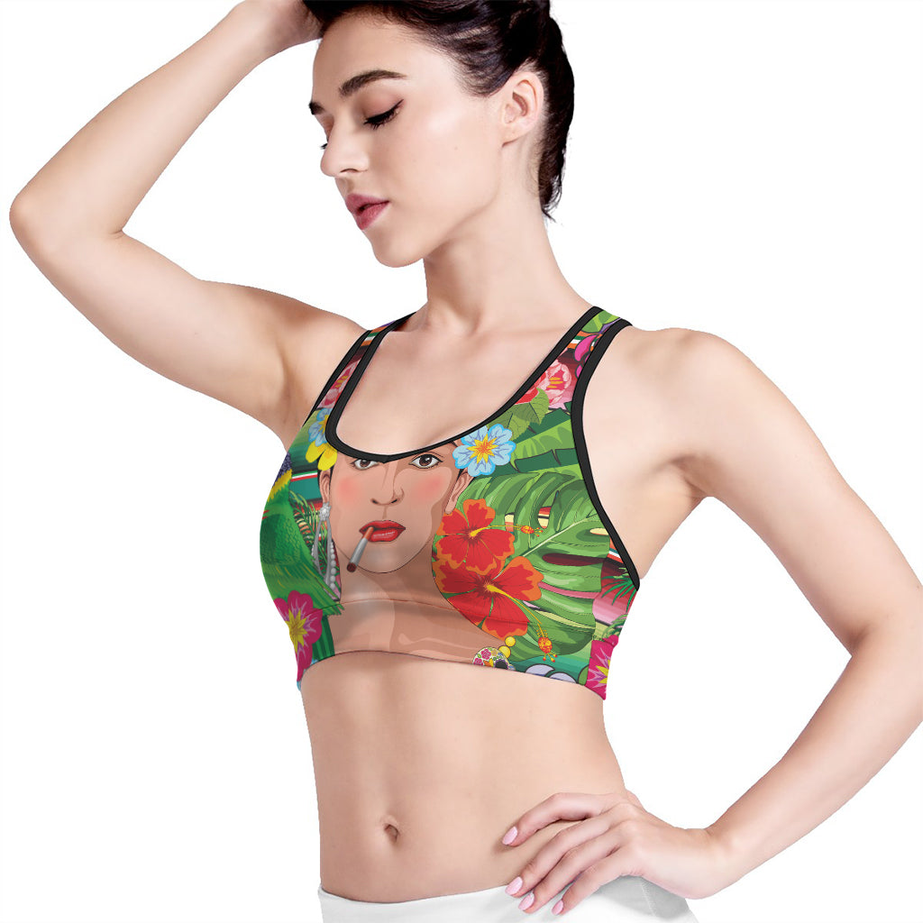 Frida Kahlo Serape Print Women's Sports Bra