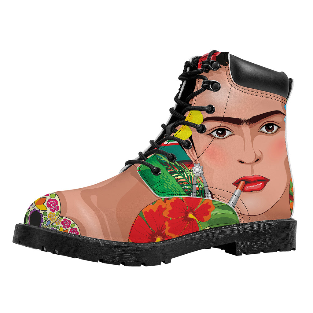 Frida Kahlo Serape Print Work Boots