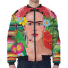 Frida Kahlo Serape Print Zip Sleeve Bomber Jacket