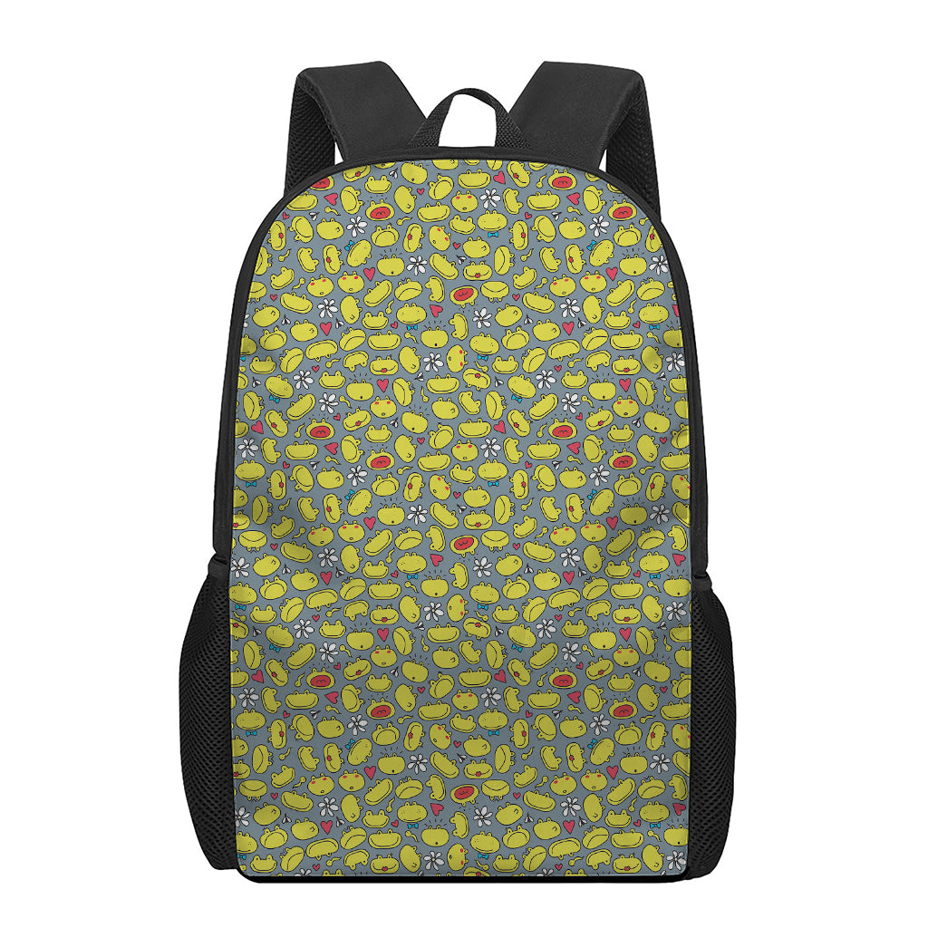 Frog Faces Pattern Print 17 Inch Backpack