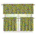 Frog Faces Pattern Print 3 Piece Kitchen Curtains