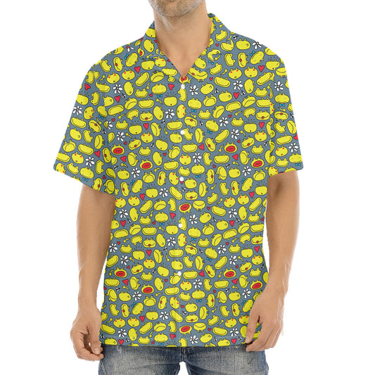 Frog Faces Pattern Print Aloha Shirt