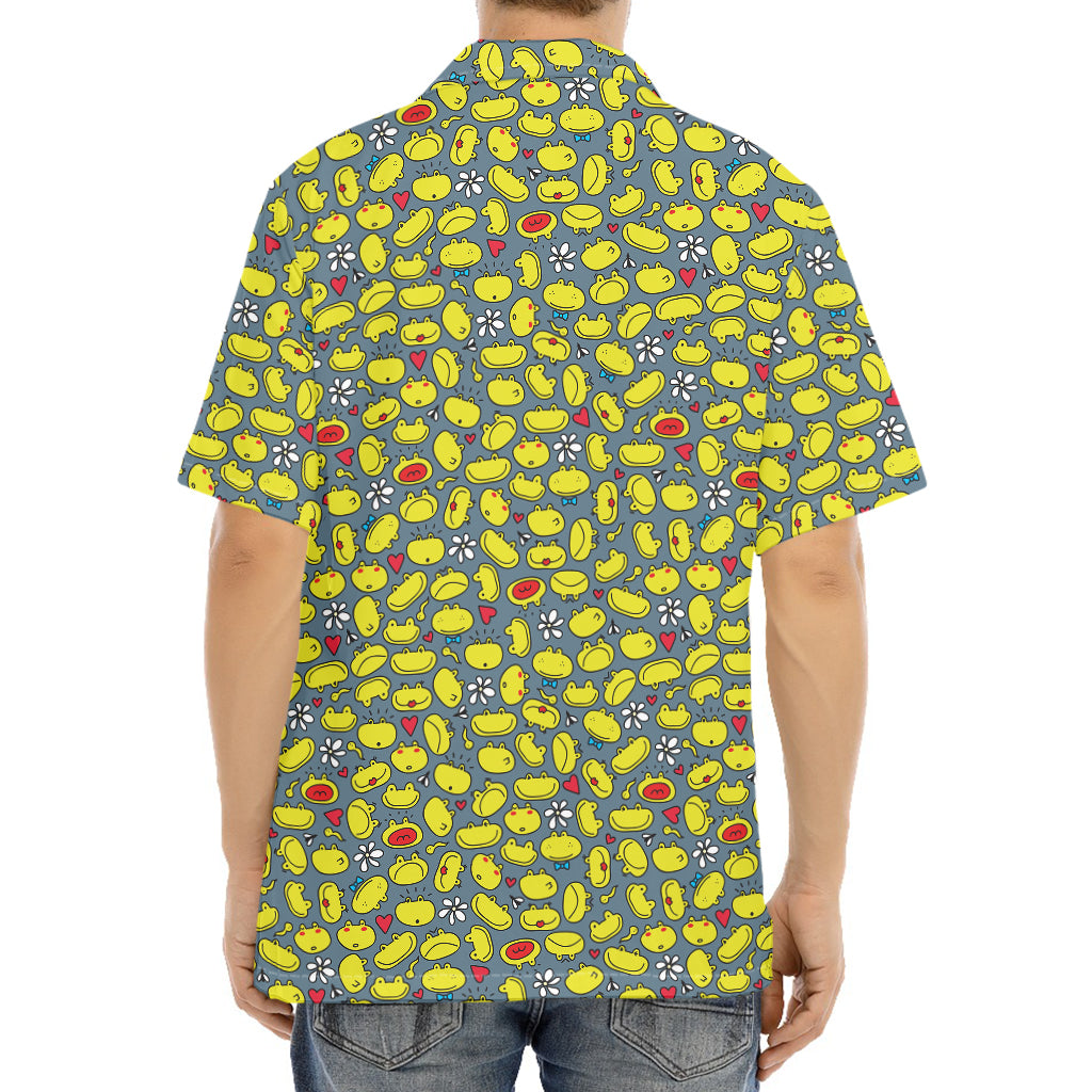 Frog Faces Pattern Print Aloha Shirt