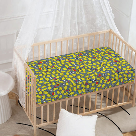 Frog Faces Pattern Print Baby Crib Sheet