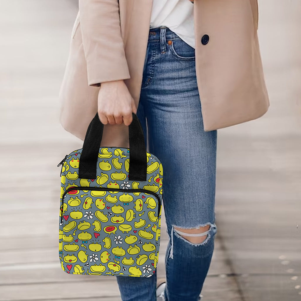 Frog Faces Pattern Print Bible Tote Bag