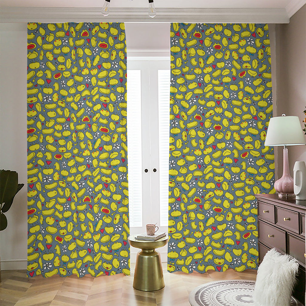 Frog Faces Pattern Print Blackout Pencil Pleat Curtains