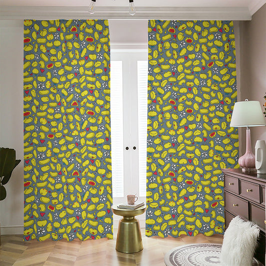 Frog Faces Pattern Print Blackout Pencil Pleat Curtains