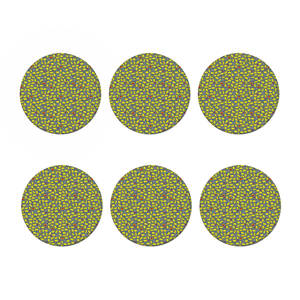 Frog Faces Pattern Print Coaster Set