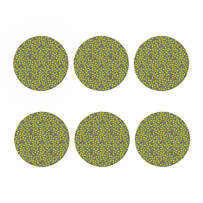 Frog Faces Pattern Print Coaster Set