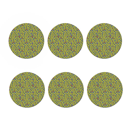 Frog Faces Pattern Print Coaster Set