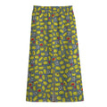 Frog Faces Pattern Print Cotton Front Slit Maxi Skirt