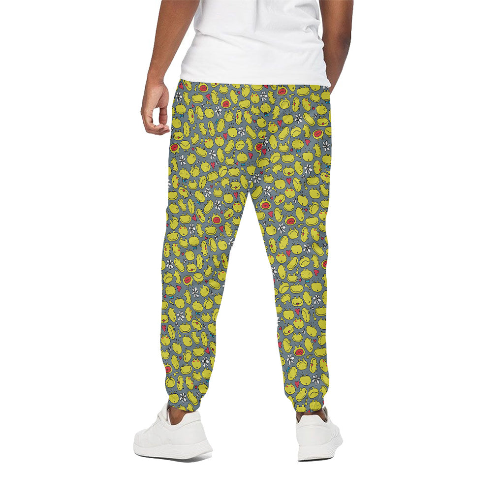 Frog Faces Pattern Print Cotton Pants