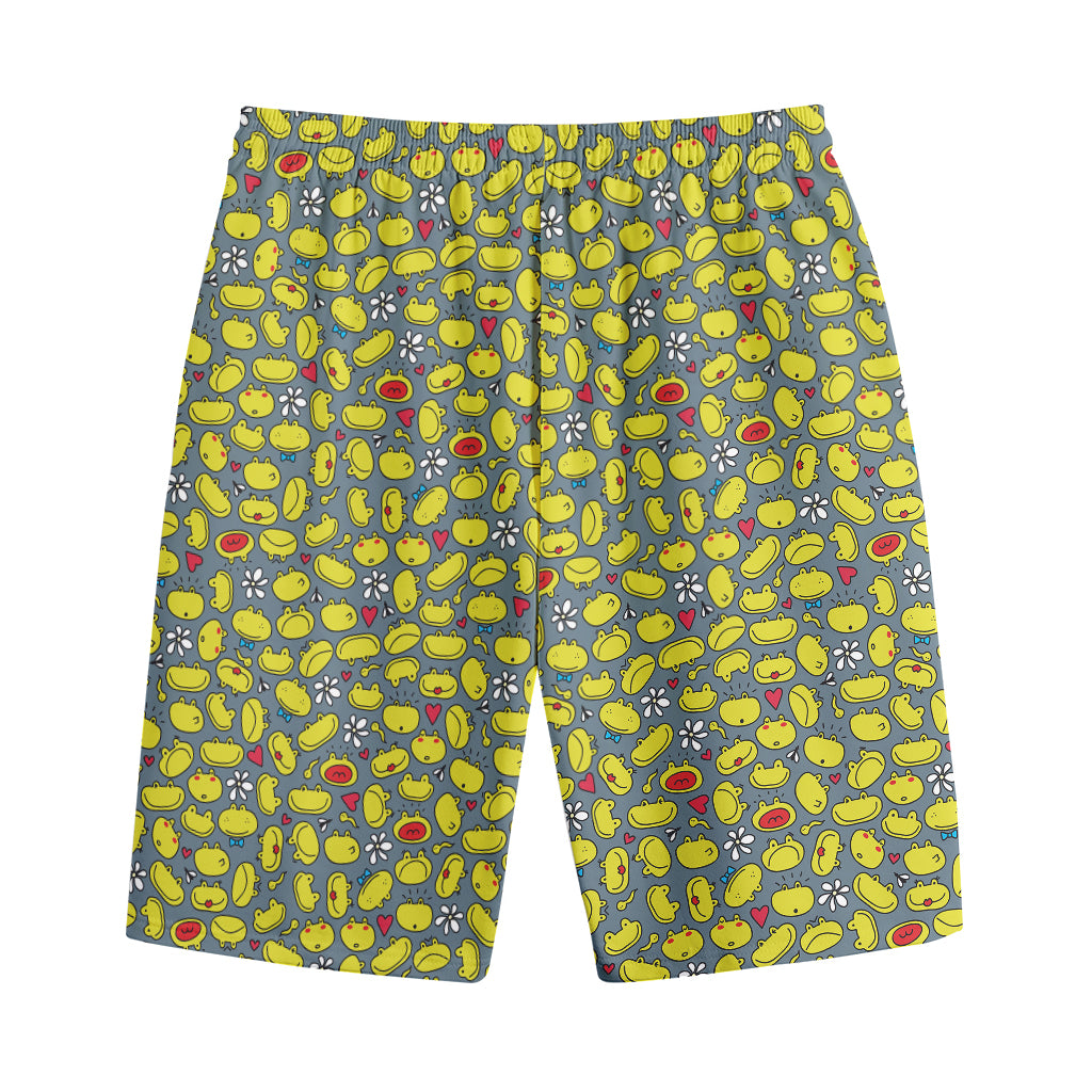 Frog Faces Pattern Print Cotton Shorts
