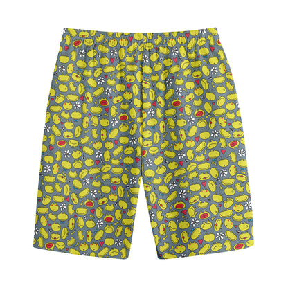 Frog Faces Pattern Print Cotton Shorts