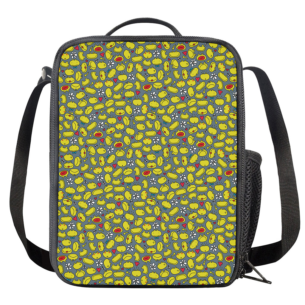 Frog Faces Pattern Print Crossbody Lunch Bag