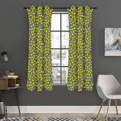 Frog Faces Pattern Print Curtain