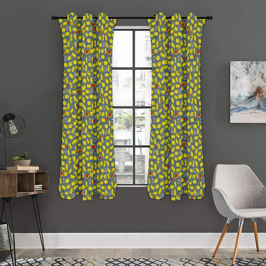 Frog Faces Pattern Print Curtain