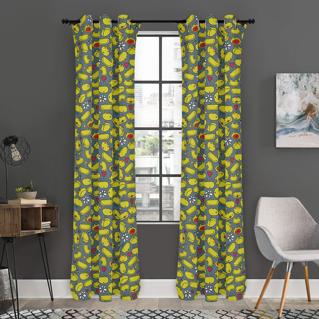 Frog Faces Pattern Print Curtain