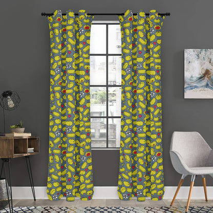 Frog Faces Pattern Print Curtain