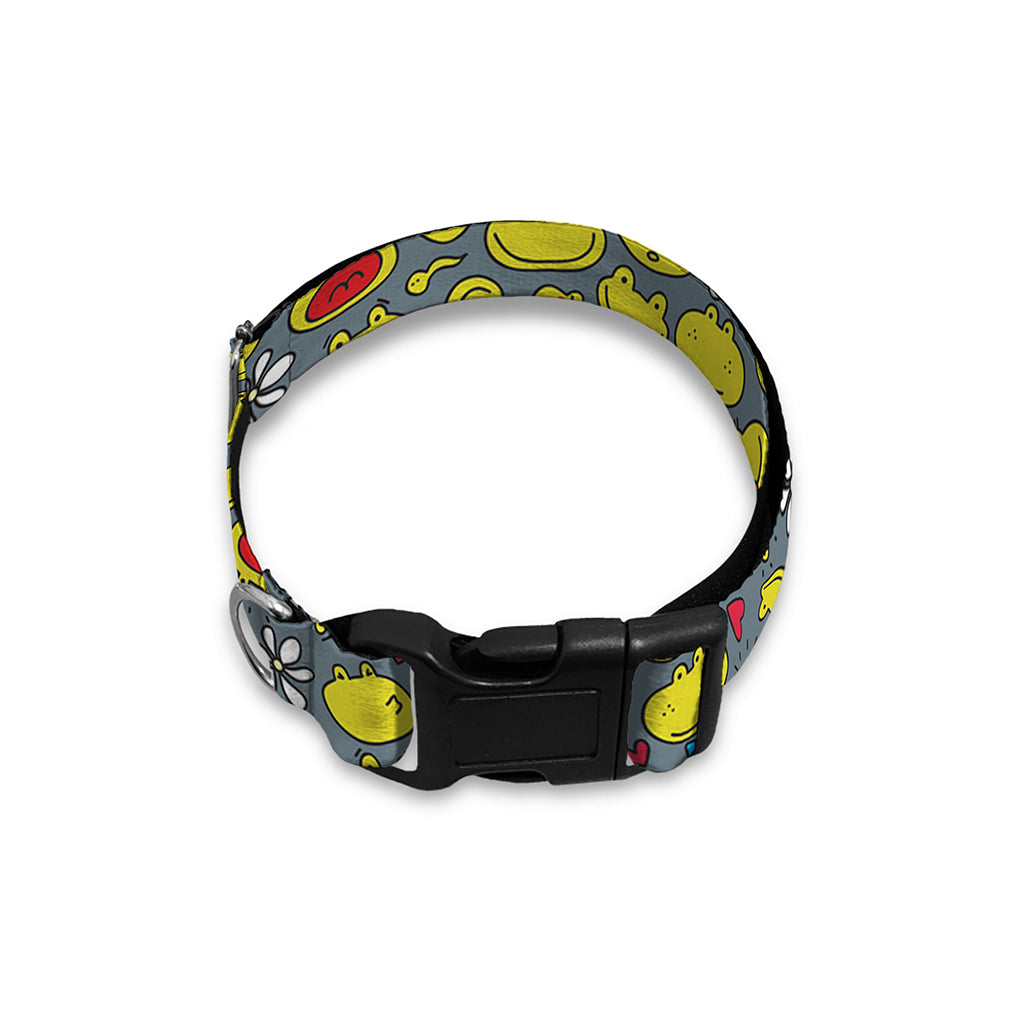 Frog Faces Pattern Print Dog Collar