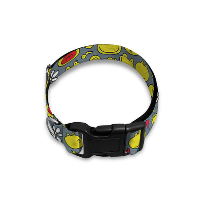 Frog Faces Pattern Print Dog Collar
