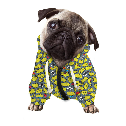 Frog Faces Pattern Print Dog Zip Up Hoodie