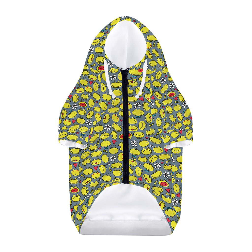 Frog Faces Pattern Print Dog Zip Up Hoodie