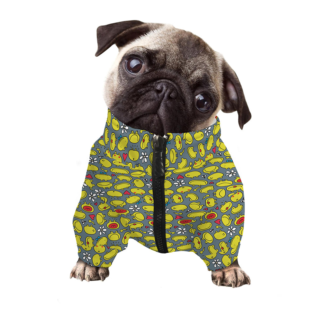 Frog Faces Pattern Print Dog Zip Up Jacket