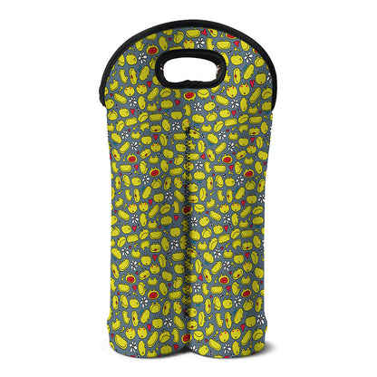 Frog Faces Pattern Print Double Neoprene Wine Tote