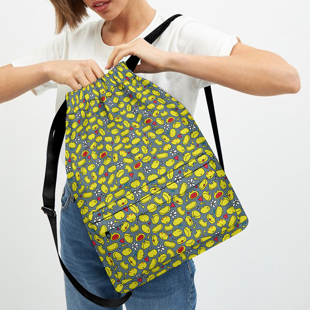 Frog Faces Pattern Print Drawstring Backpack