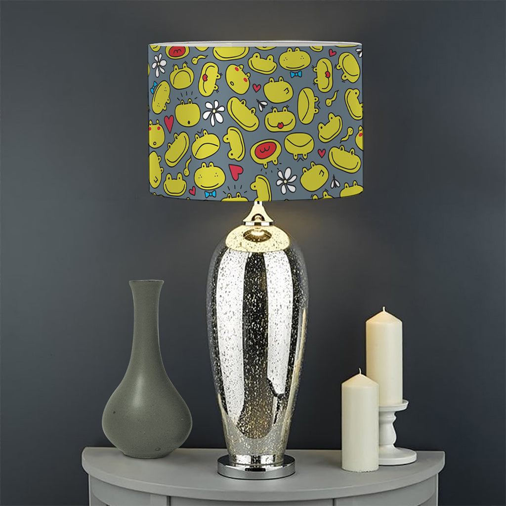 Frog Faces Pattern Print Drum Lamp Shade