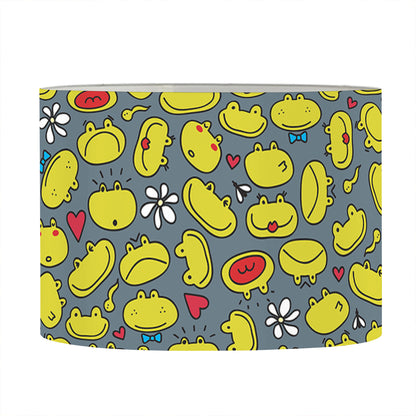Frog Faces Pattern Print Drum Lamp Shade