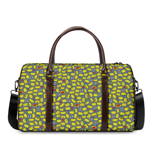 Frog Faces Pattern Print Duffle Bag