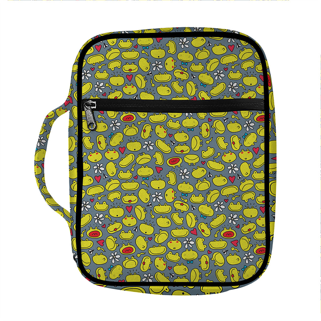 Frog Faces Pattern Print Front Pocket Bible Bag