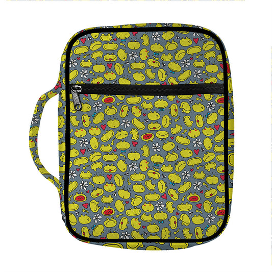 Frog Faces Pattern Print Front Pocket Bible Bag