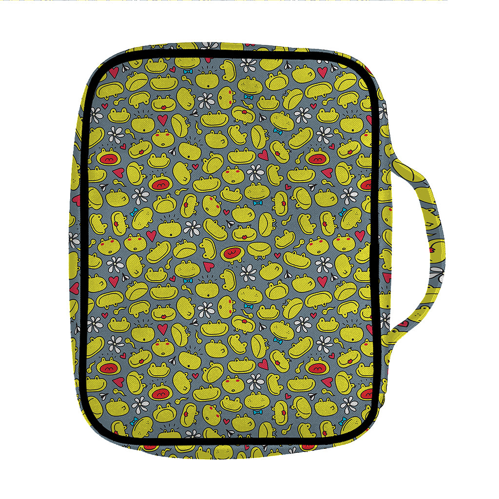 Frog Faces Pattern Print Front Pocket Bible Bag