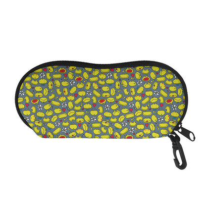 Frog Faces Pattern Print Glasses Case