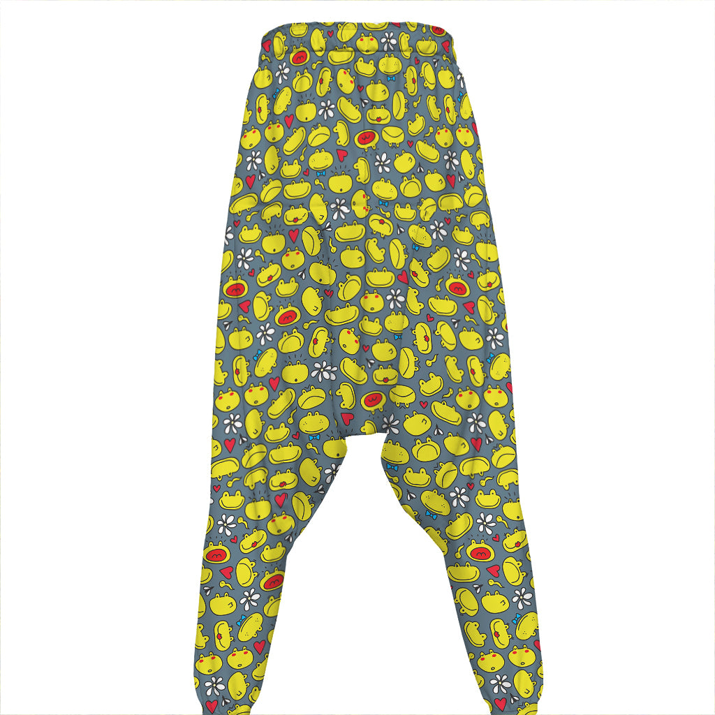 Frog Faces Pattern Print Hammer Pants