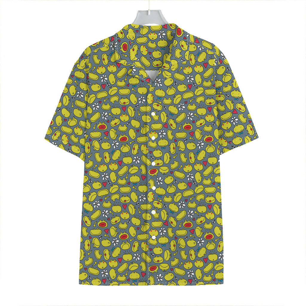 Frog Faces Pattern Print Hawaiian Shirt
