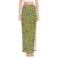 Frog Faces Pattern Print High Slit Maxi Skirt