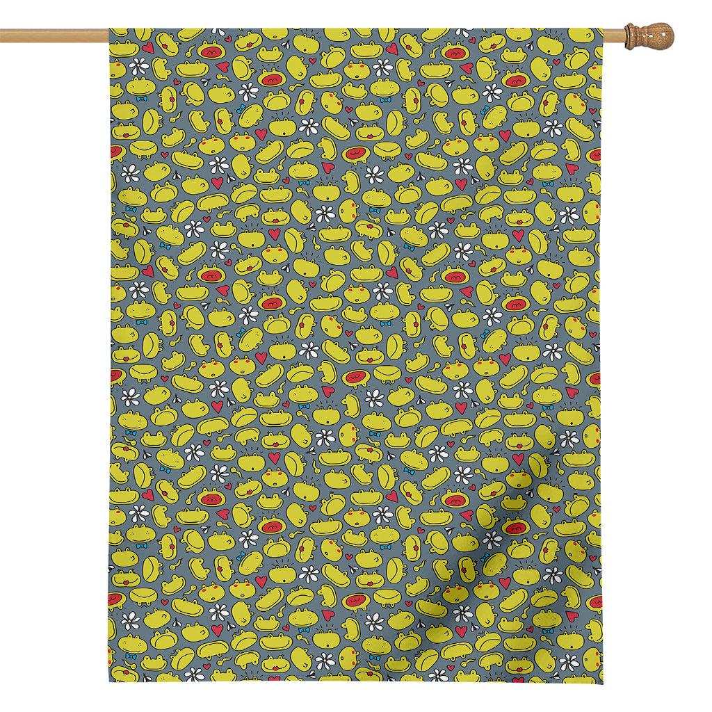 Frog Faces Pattern Print House Flag