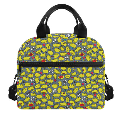 Frog Faces Pattern Print Insulated Lunch Bag