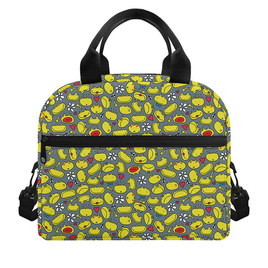 Frog Faces Pattern Print Insulated Lunch Bag