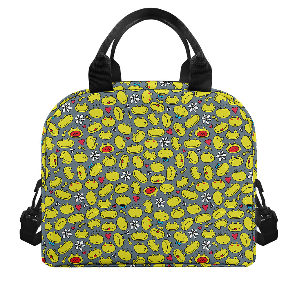Frog Faces Pattern Print Insulated Lunch Bag