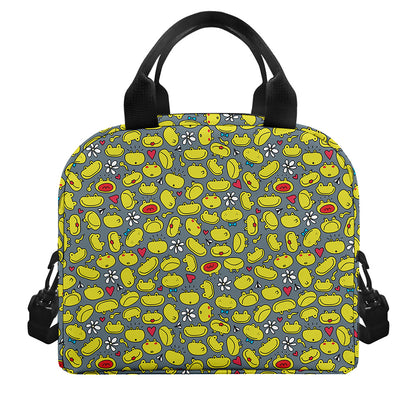 Frog Faces Pattern Print Insulated Lunch Bag