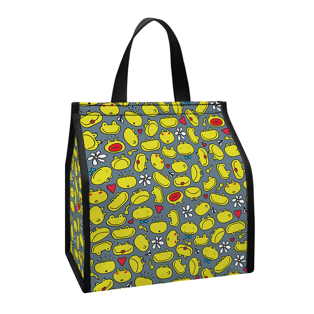 Frog Faces Pattern Print Insulated Lunch Tote
