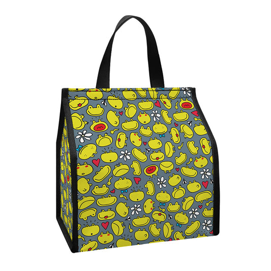 Frog Faces Pattern Print Insulated Lunch Tote