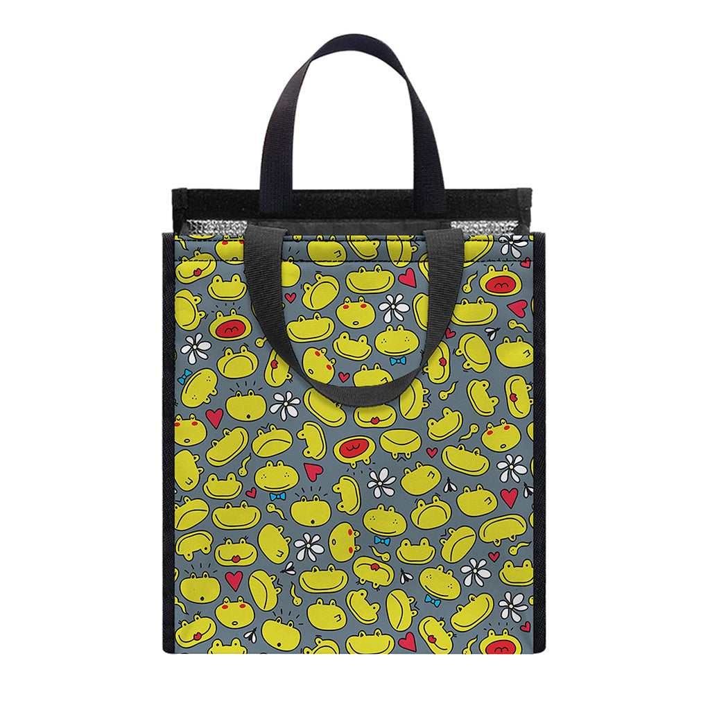 Frog Faces Pattern Print Insulated Lunch Tote