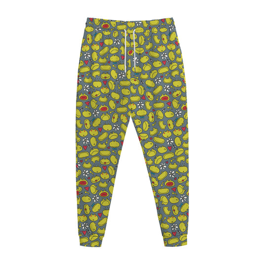 Frog Faces Pattern Print Jogger Pants